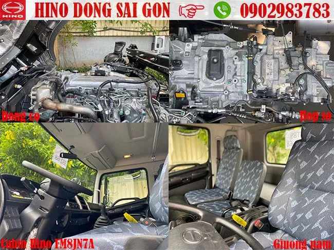 Động cơ, hộp số và nội thất cabin dòng xe ben Hino 3 chân FM8JN7A