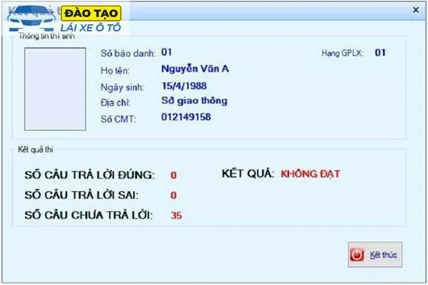 Kết quả bài thi thử lý thuyết lái xe B2 và đánh giá năng lực