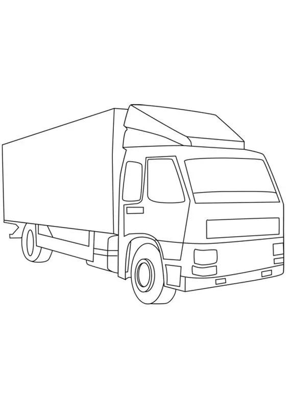 Tranh vẽ xe tải hoạt hình đơn giản để bé tập tô màu