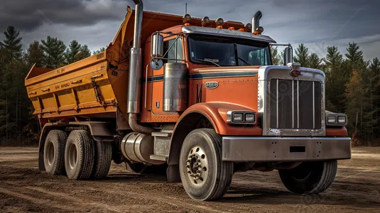 Hình ảnh xe ben đang lái ở khu vực đất bẩn cần vận chuyển vật liệu