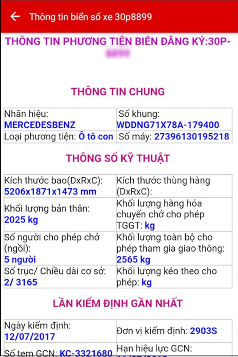 Thông tin chi tiết về xe ô tô