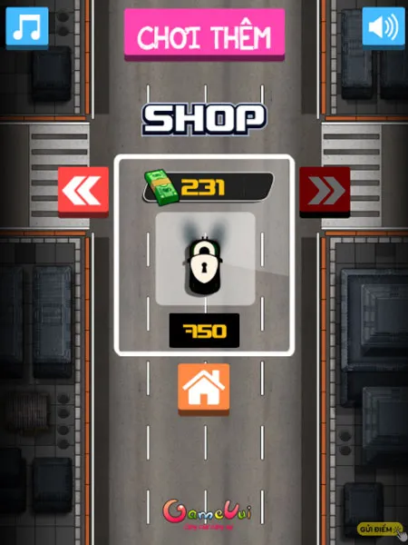 Cửa hàng trong game trưng bày nhiều mẫu xe ô tô đua