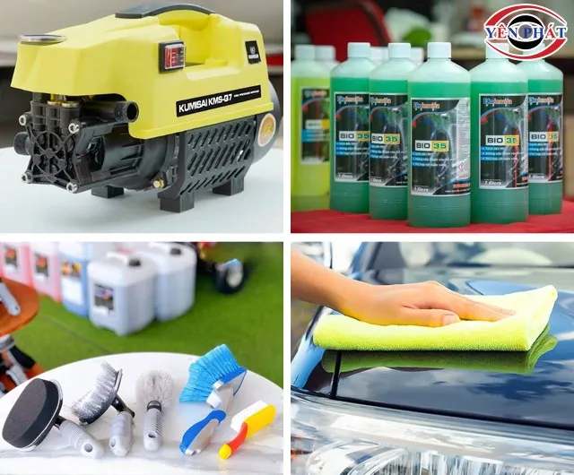 Các thiết bị và dụng cụ cơ bản cho cách rửa xe ô tô sạch