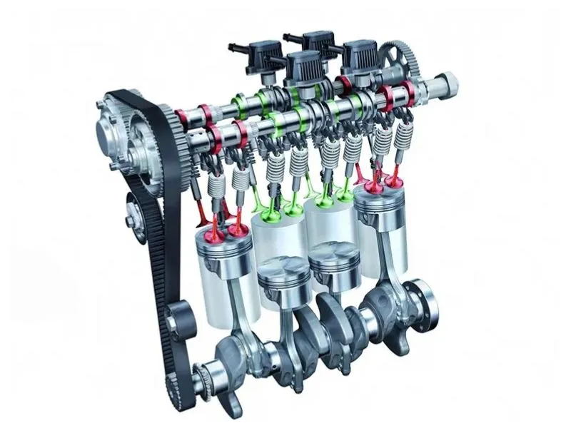 Động cơ ô tô được lắp đặt trong khoang máy, thể hiện mối liên hệ giữa dung tích và sức mạnh vận hành.