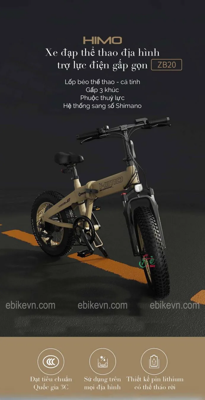 Cận cảnh khung sườn vững chắc của xe điện gấp gọn xiaomi Himo ZB20