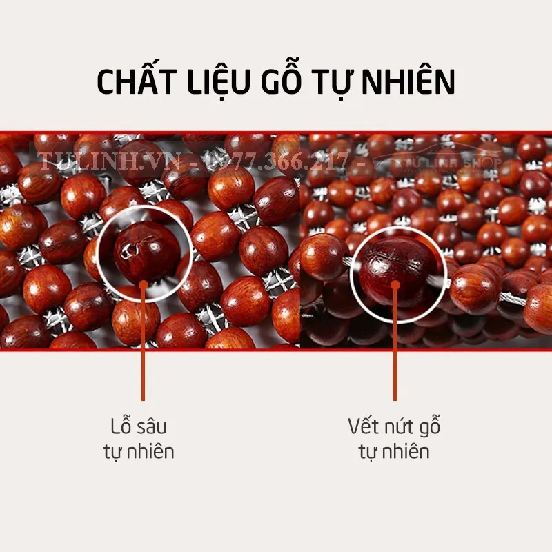 Chi tiết hạt gỗ và đệm lưng