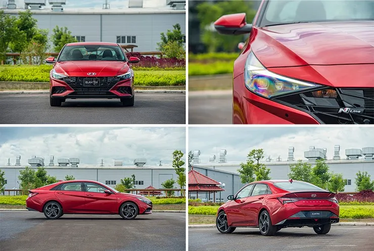 Ngoại thất thiết kế thể thao Hyundai Elantra 2024 với đường gân nổi sắc sảo