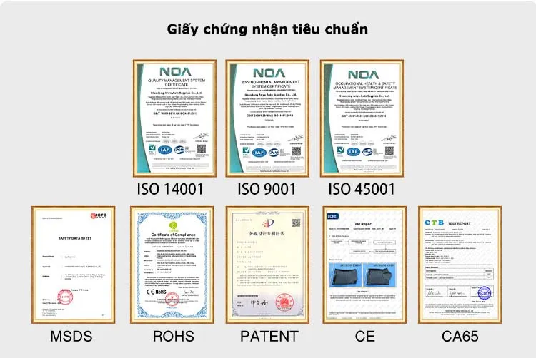 Giấy chứng nhận an toàn và tiêu chuẩn chất lượng của thảm lót sàn ô tô Grand I10