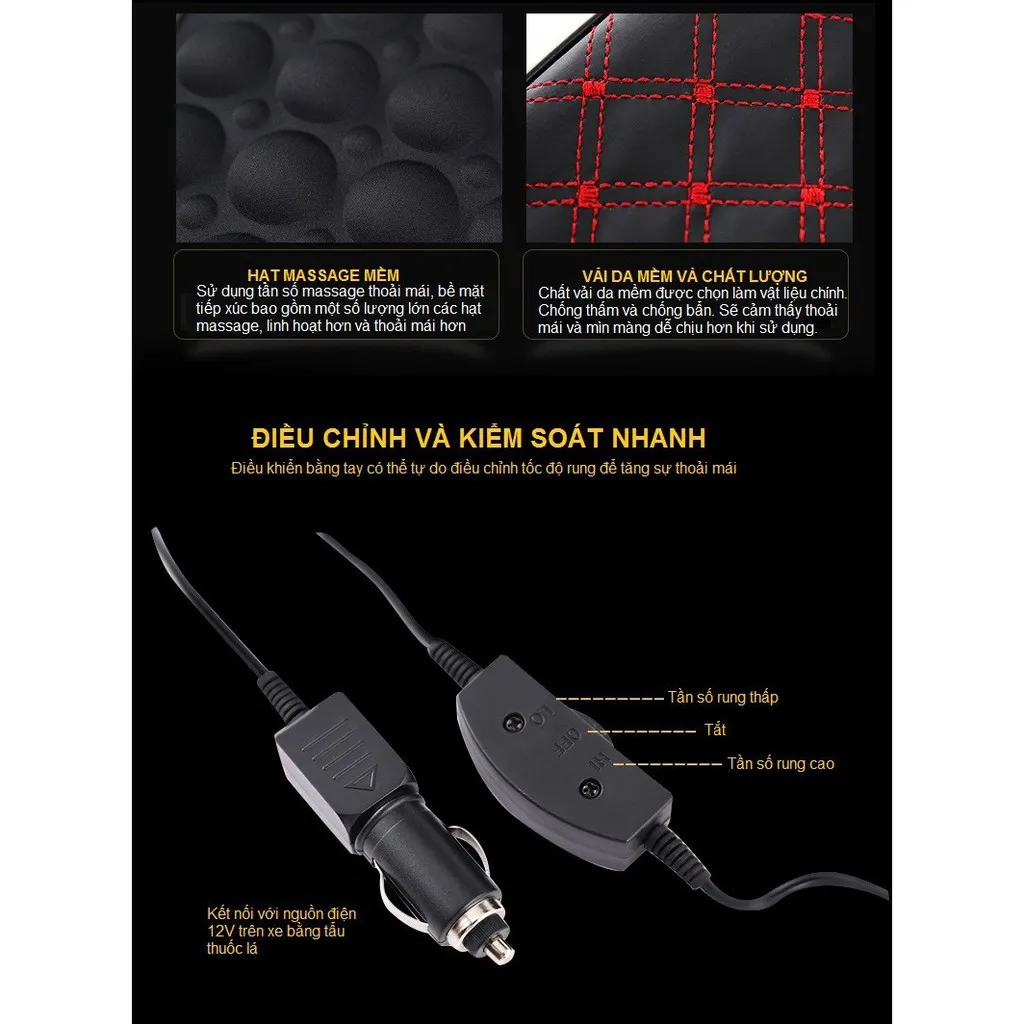 Đệm lưng ghế ô tô với dây cố định tiện lợi