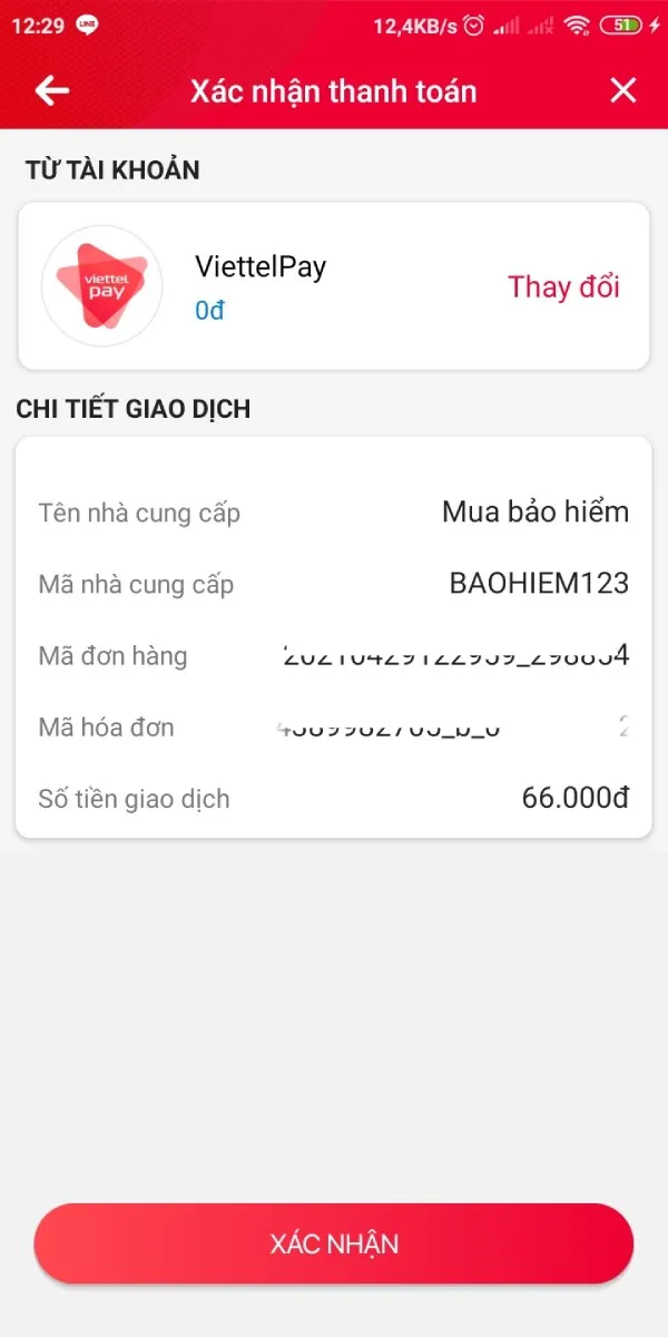 Xác nhận thanh toán cuối cùng để kích hoạt bảo hiểm