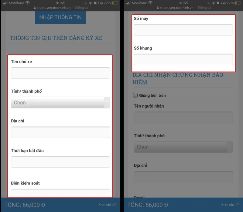 Công cụ nhập thông tin đăng ký xe theo định dạng chuẩn