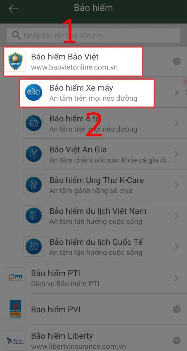 Giao diện nhập thông tin xe trên ứng dụng MoMo