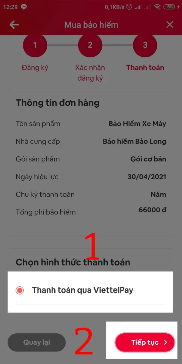 Sử dụng số dư ví hoặc tài khoản ngân hàng liên kết để trả tiền