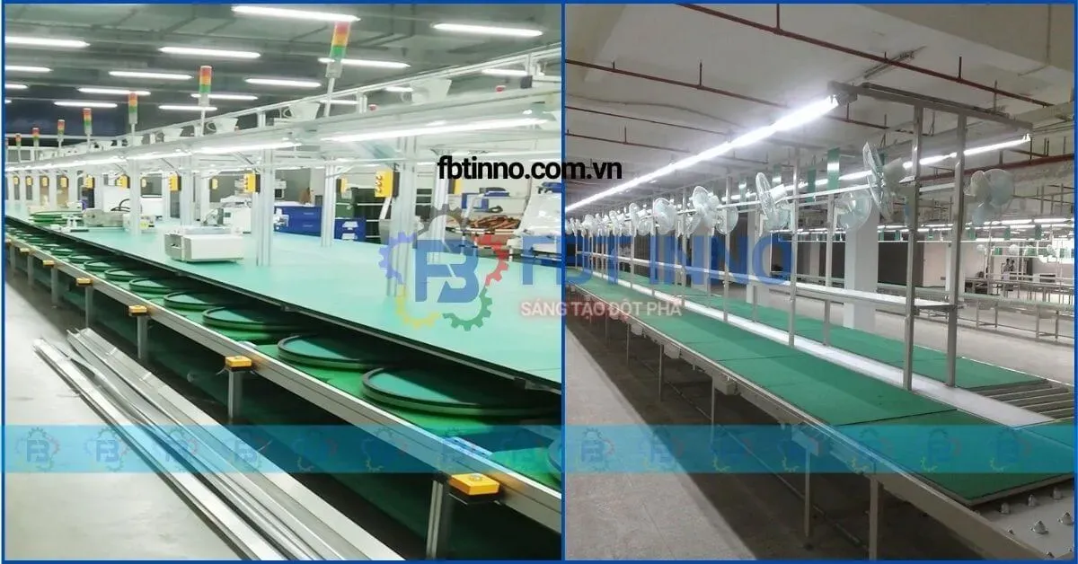 Hệ thống băng chuyền vận hành lắp ráp tai nghe