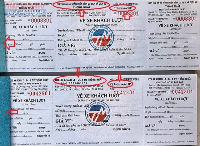 So sánh độ dài và màu sắc gáy của hai loại vé