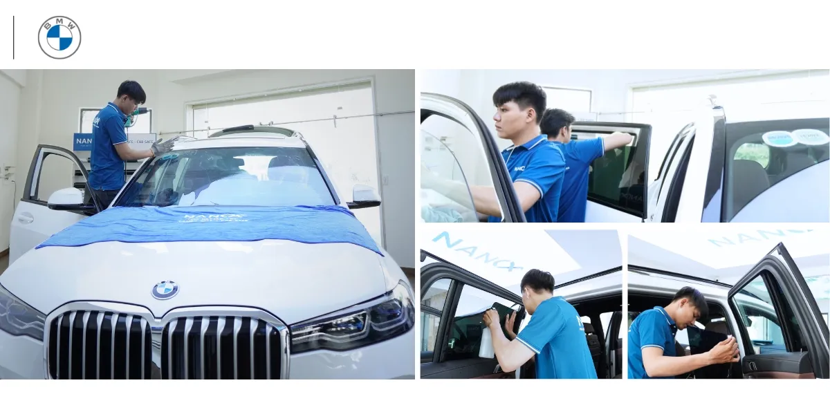 Hình ảnh dán film cách nhiệt xe BMW tại trung tâm NanoX