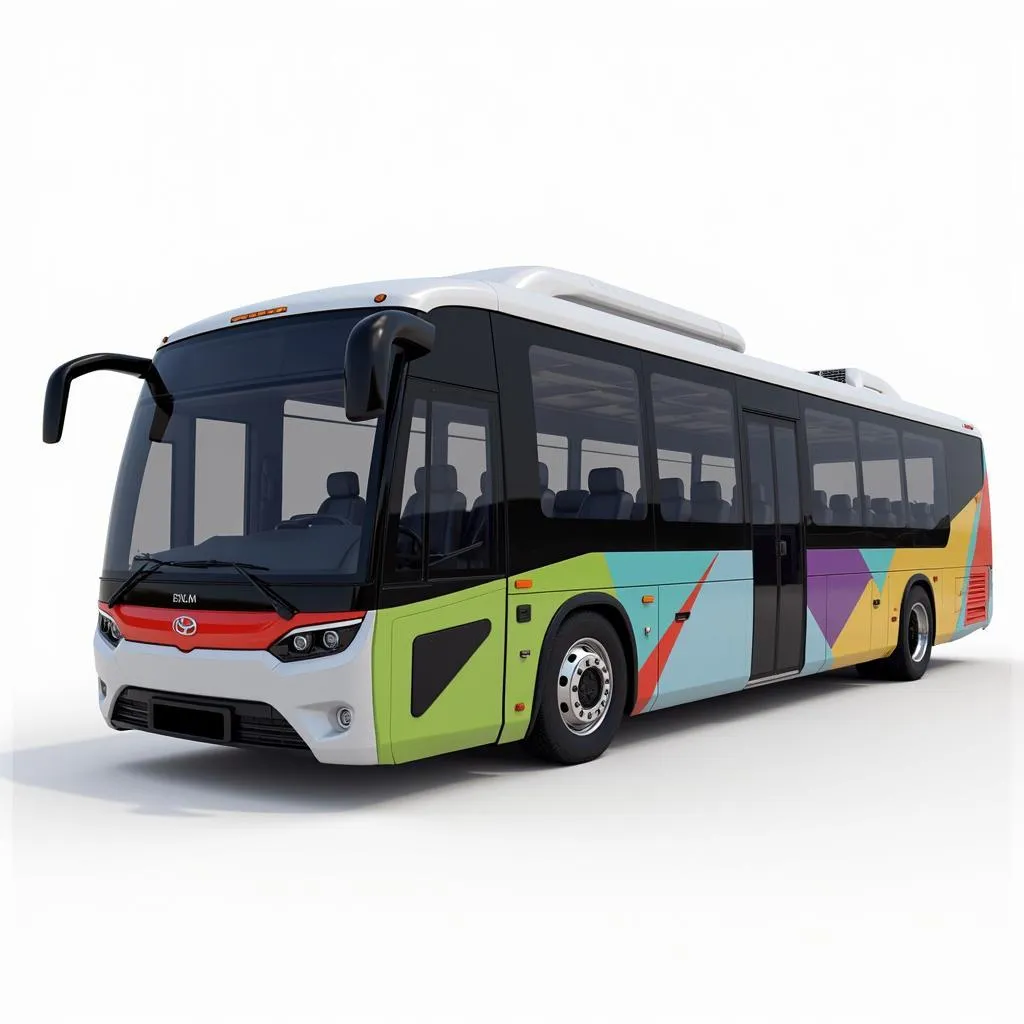 Hình ảnh ô tô khách vẽ 3D với màu sắc hiện đại