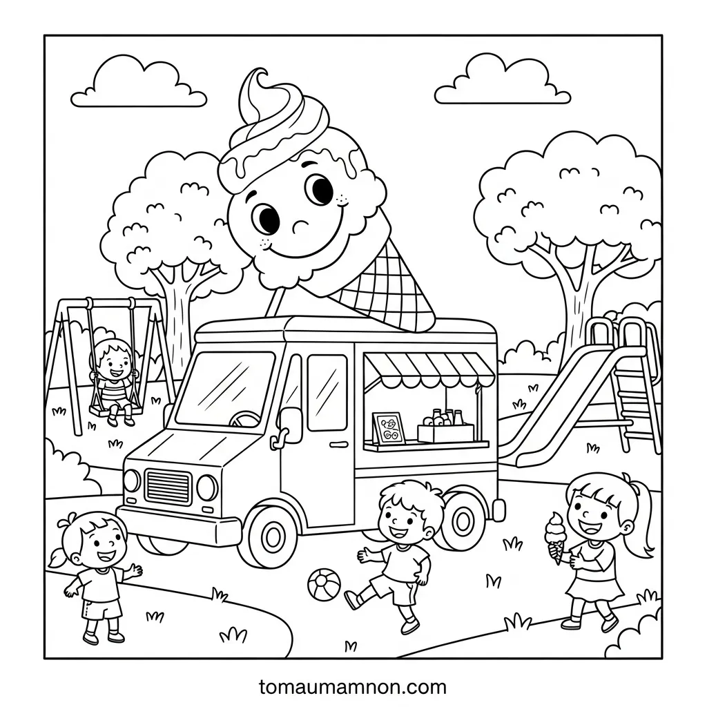 Tranh tô màu xe tải cho bé trai