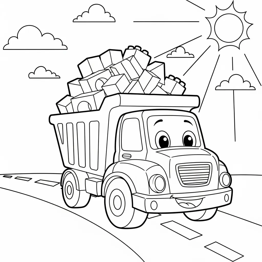 Hình vẽ xe ô tô tải đơn giản