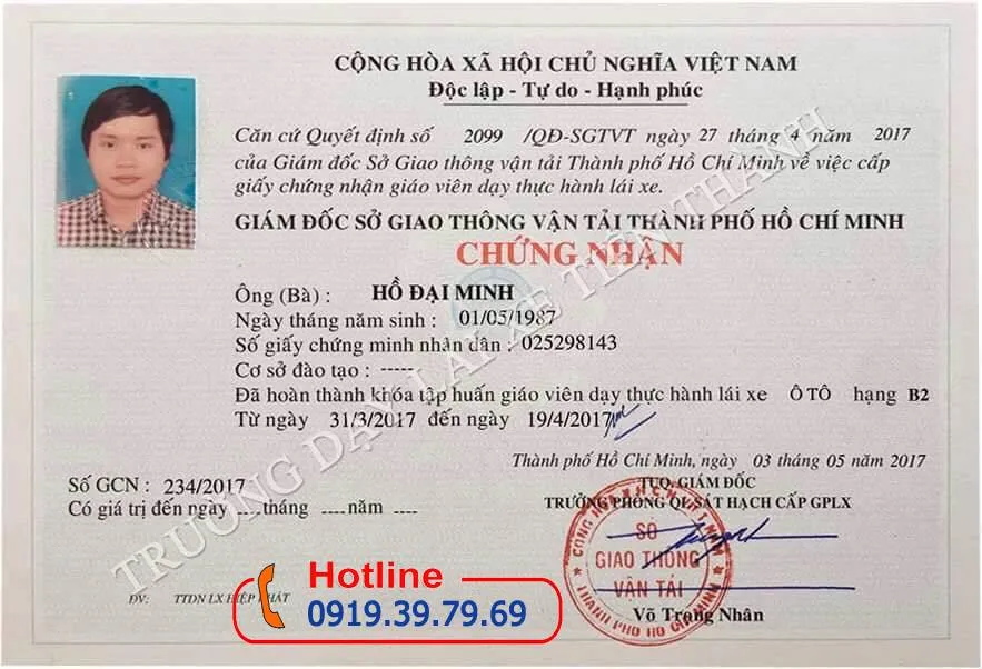 Ảnh chứng chỉ Giảng viên