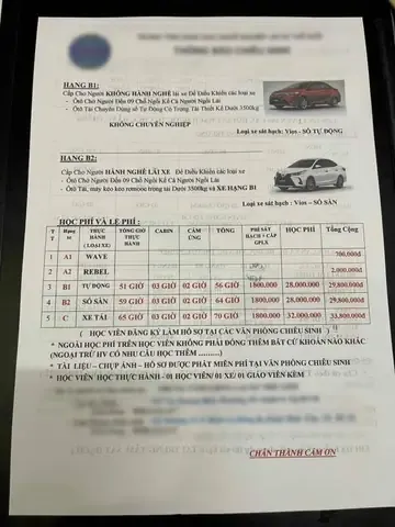 Hình ảnh giáo viên đang hướng dẫn học viên thực hành lái xe trên đường phố có mật độ giao thông vừa phải