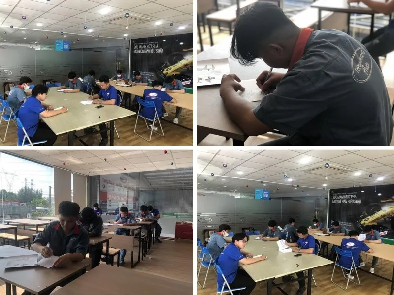 Học viên Thanh Phong Auto làm bài đánh giá sau các buổi học