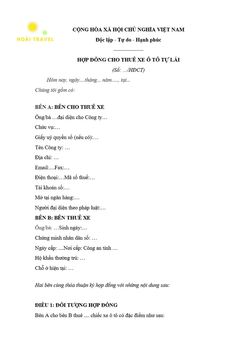 Hợp đồng cho thuê cần đầy đủ thông tin quan trọng