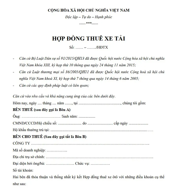 Kiểm tra kỹ hợp đồng thuê xe tải tự lái trước khi ký