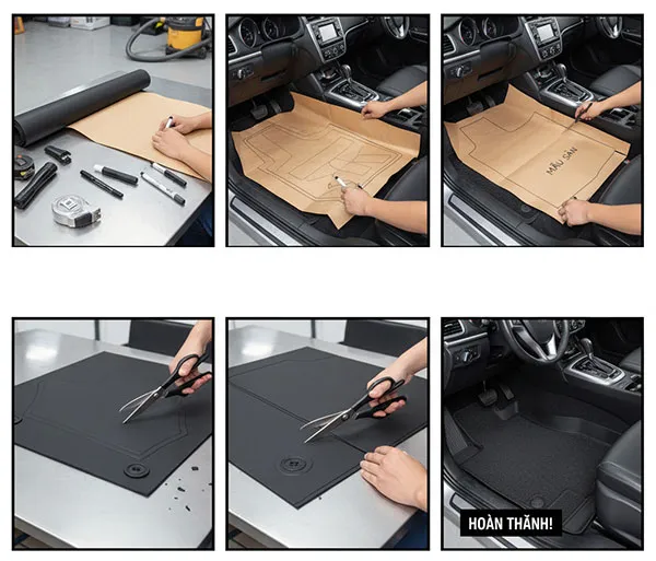 Thực hiện từng bước chi tiết trong hướng dẫn cắt thảm lót sàn ô tô