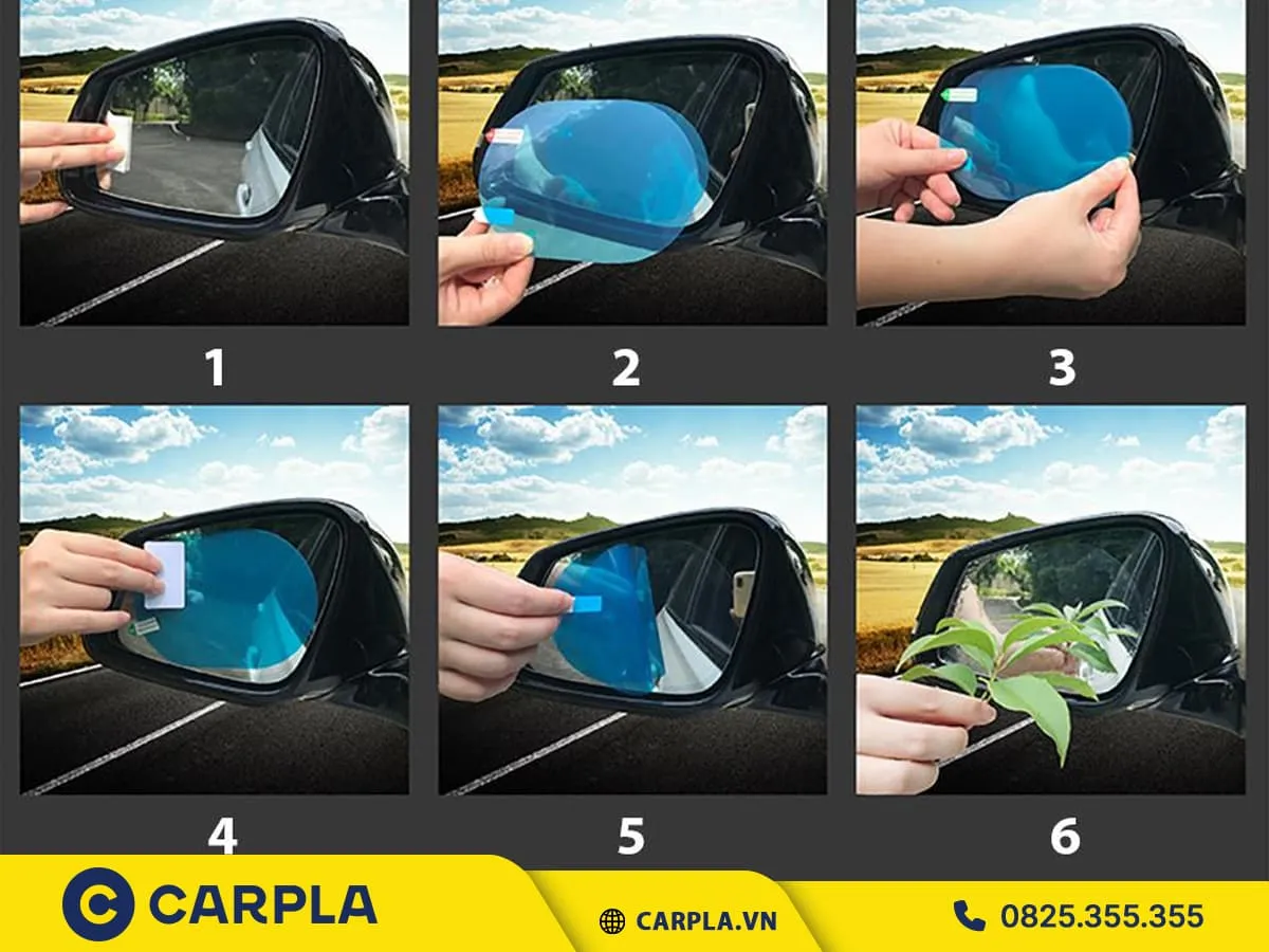 Quy trình dán miếng chống nước lên gương ô tô