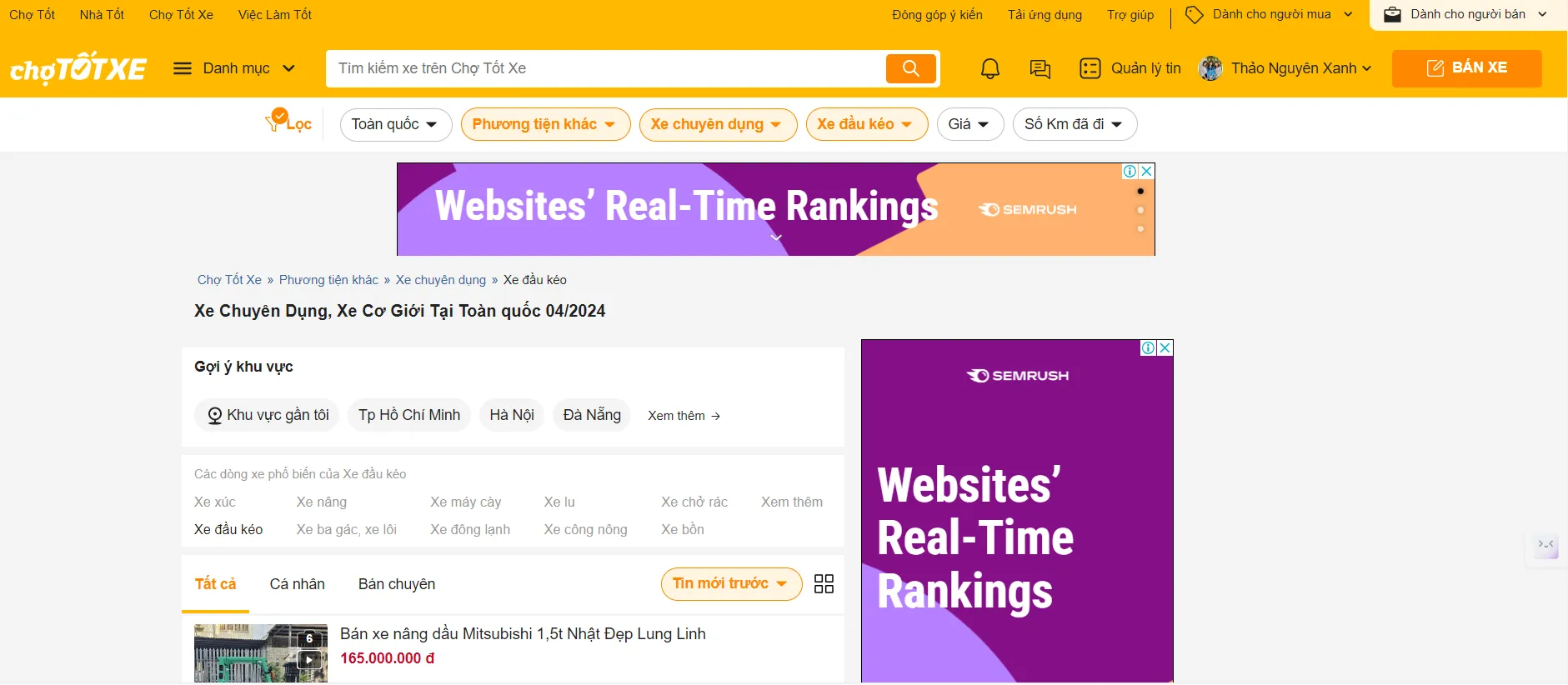 Website mua bán xe đầu kéo cũ 1