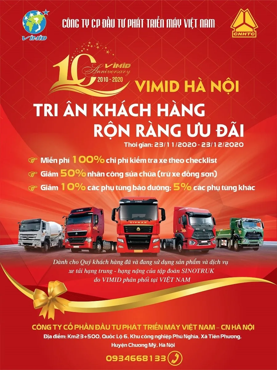 Hệ thống HOWO VIMID phân phối xe đầu kéo tại Hà Nội