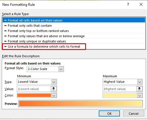 Hộp thoại New Formatting Rule, chọn Use a formula to determine và nhập công thức ISBLANK