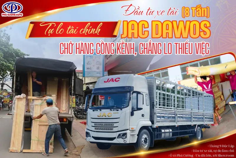 mẫu xe tải JAC Dawos 8 tấn thùng 9.9m đời mới 2025
