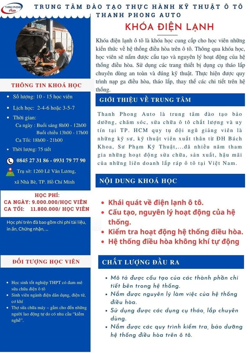 Kỹ thuật viên đang thực hành sửa chữa hệ thống điều hòa ô tô