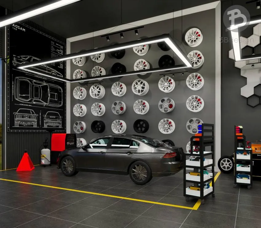 Khu vực độ xe chuyên biệt trong thiết kế xưởng ô tô