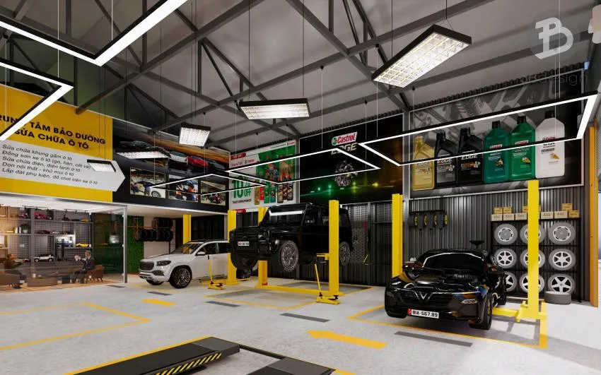 Khu vực thao tác kỹ thuật đạt chuẩn trong xưởng sửa chữa