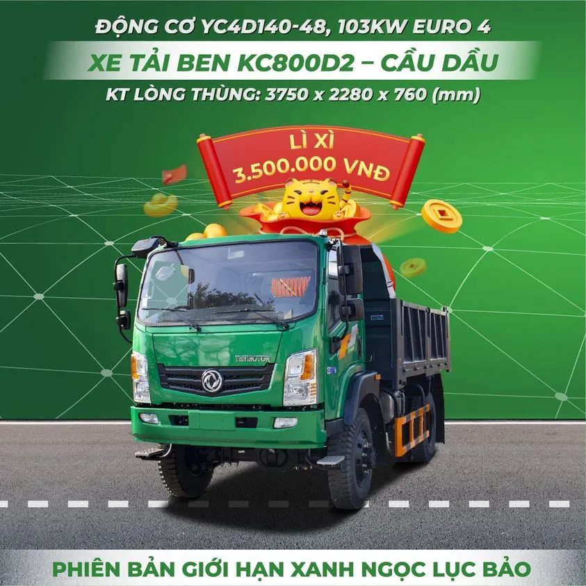 Hình ảnh xe ben TMT 8 tấn 2 cầu dầu cùng các ưu đãi khuyến mãi