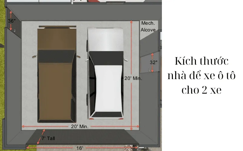 kích thước nhà để xe ô tô