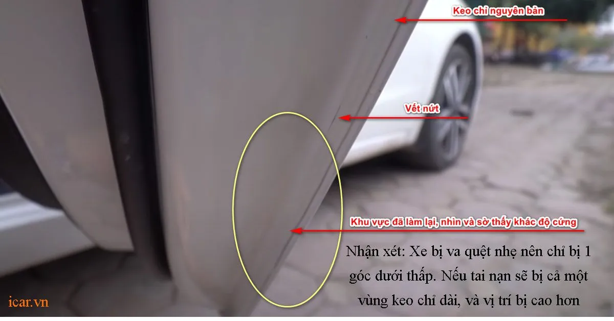 Kiểm tra keo chỉ (sùng chỉ) mép vỏ xe cũ