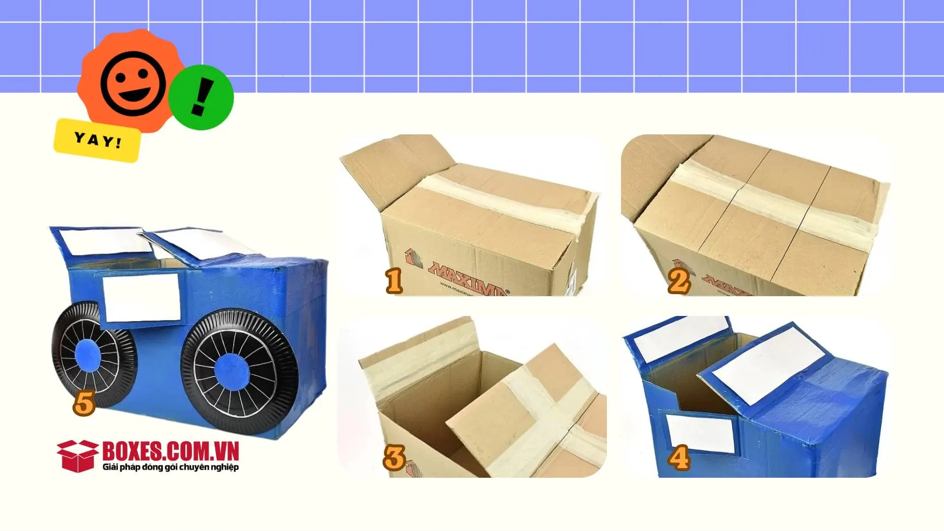 Làm ô tô bằng thùng carton 