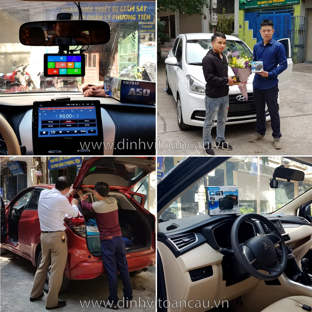 Chuyên viên kỹ thuật TechGlobal lắp đặt camera hành trình cho khách hàng