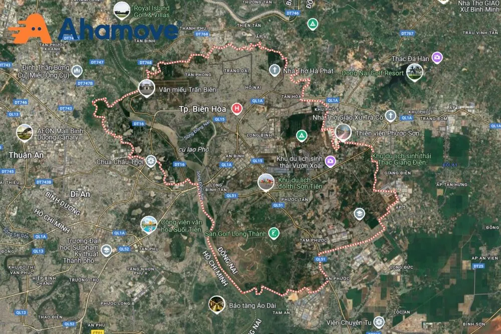 Bản đồ xe tải chở hàng biên hòa