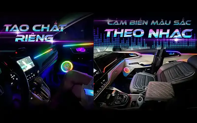 Led viền nội thất ô tô có cảm biến nhấp nháy theo nhạc