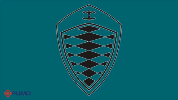 Logo hãng Koenigsegg với thiết kế tối giản, mạnh mẽ biểu trưng cho tốc độ