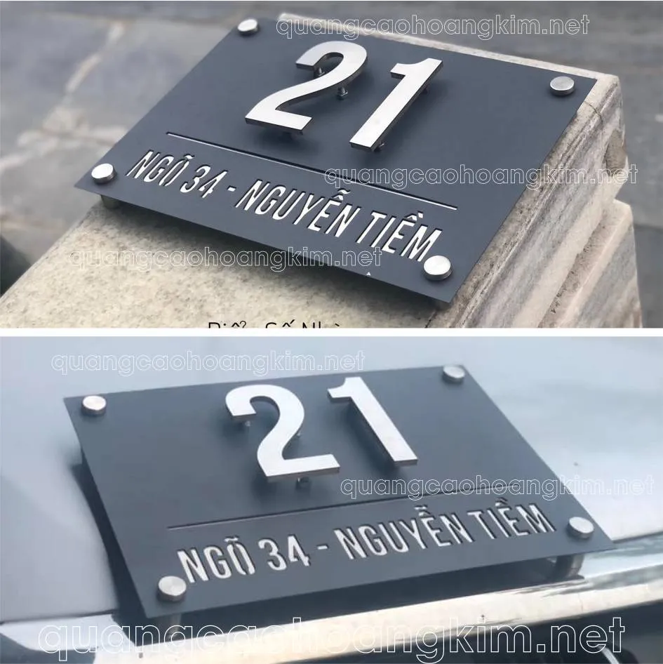 Biển số nhà bằng đồng với chữ số được dập nổi 3D