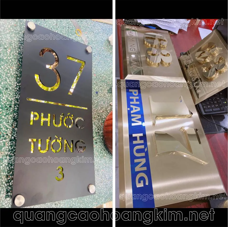 Mẫu biển số nhà kiểu dáng hình chữ nhật, chất liệu inox xước