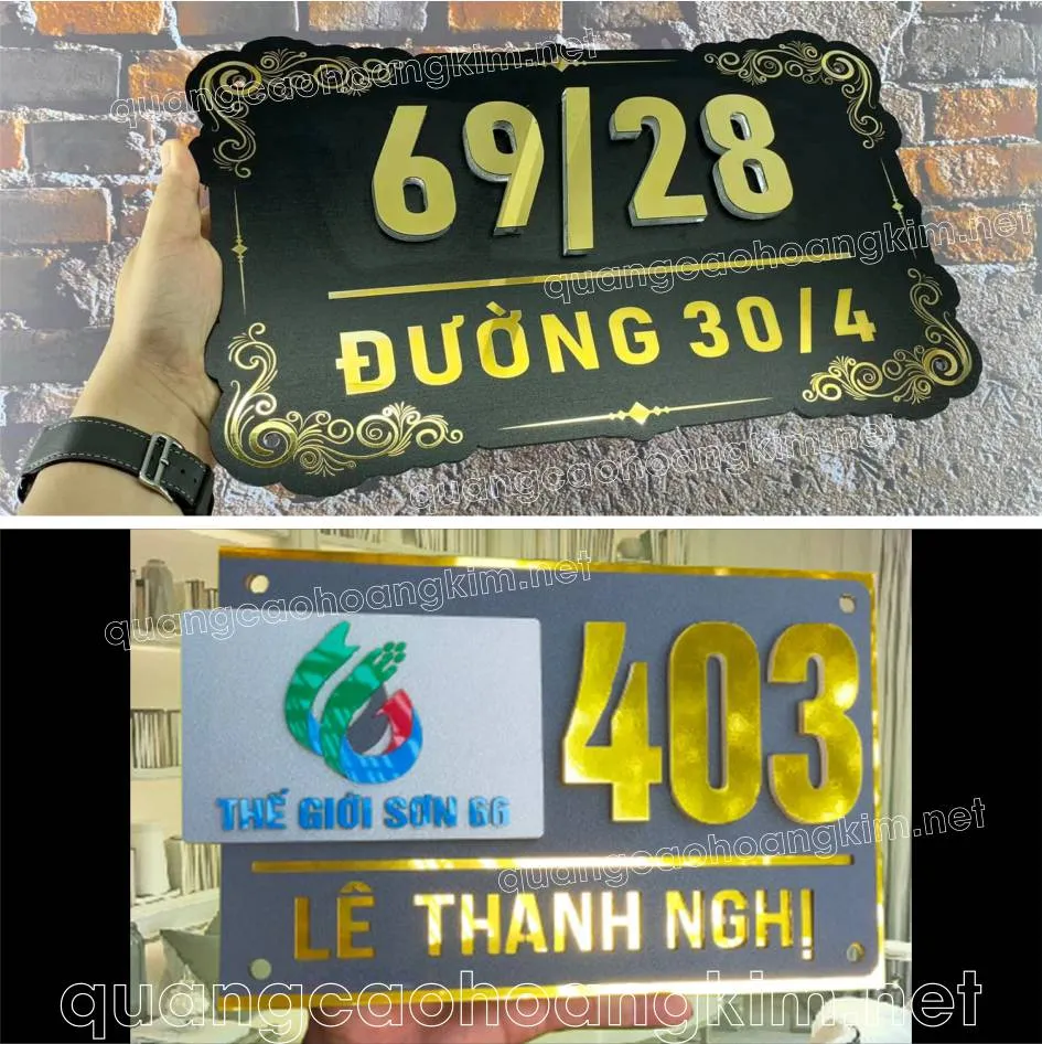 Mô tả hình ảnh mẫu biển số nhà đẹp, độc đáo được gắn trên tường nhà