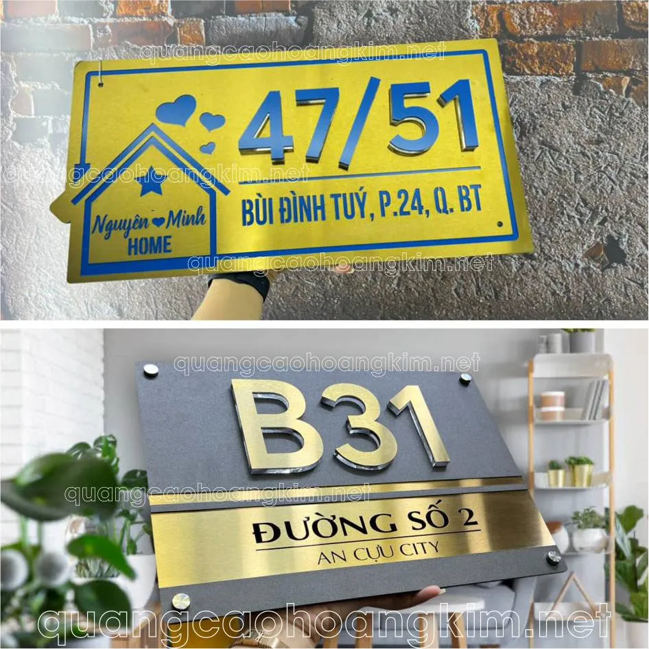 Biển số nhà làm bằng inox gương, phản chiếu ánh sáng