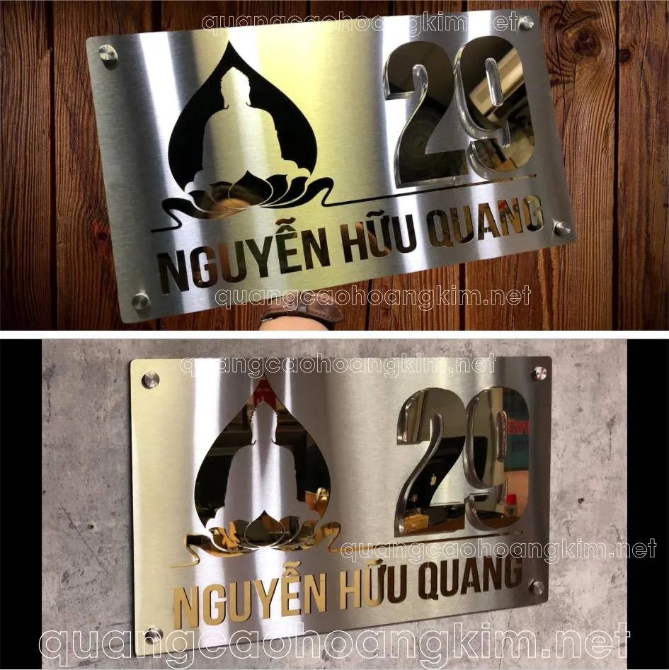 Mẫu biển số nhà làm bằng gỗ tự nhiên, khắc laser chữ nổi
